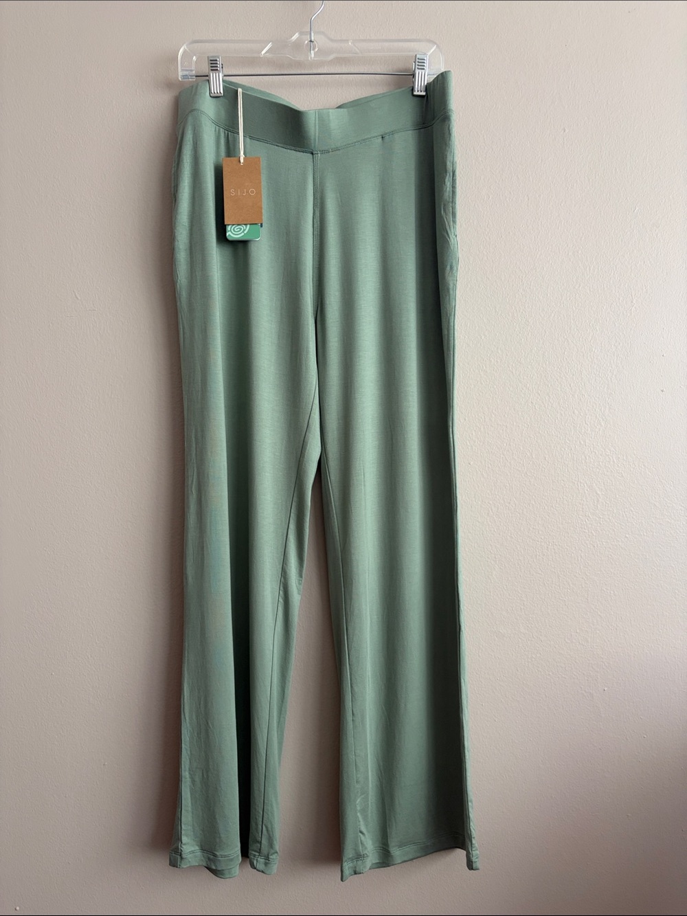 NWT SIJO SoftStretch Eucalyptus Pants Sage Green XL Wide Leg Lounge Cooling